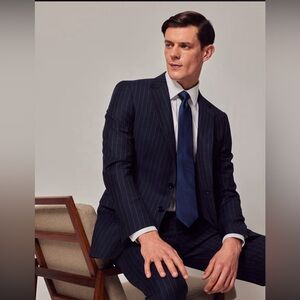 Express Navy Pinstripe Suit Extra Slim cut